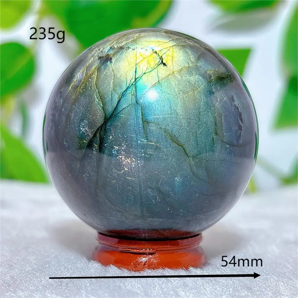 Labradorite Sphere Ball Crystal Natural Stone Quartz Home Decoration Minerals Reiki Craft Gemstone Energy Healing Love +Stand