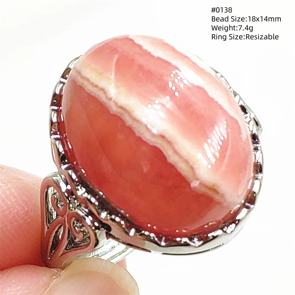 Natural Rose Rhodochrosite Ring Adjustable Ring Jewelry Woman Men Love Red Rhodochrosite Bead Healing Stone AAAAAA