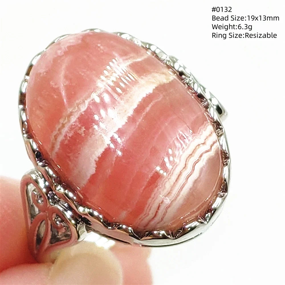 Natural Rose Rhodochrosite Ring Adjustable Ring Jewelry Woman Men Love Red Rhodochrosite Bead Healing Stone AAAAAA