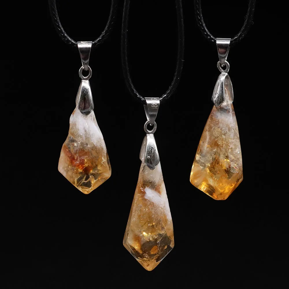 Polishing Brazil Citrine Charm Pendant Necklace Exquisite Natural Crystal Stone Gemstone Healing Reiki Enegry DIY Jewelry Making