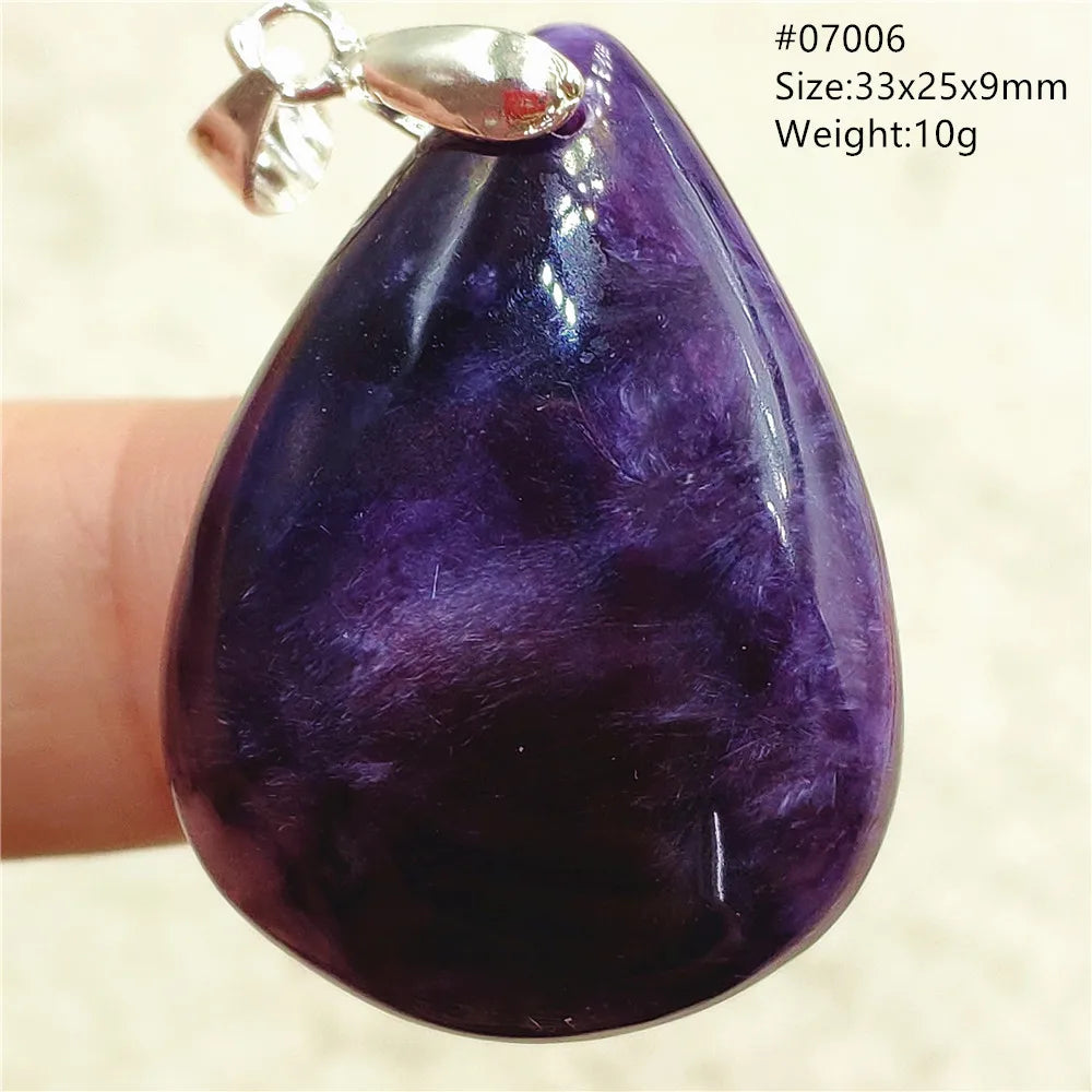 Natural Purple Charoite Pendant Necklace Jewelry Women 925 Sterling Silver Rare Gift Charoite Bead AAAAA