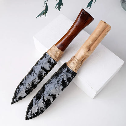 1PC Natural Obsidian Crystal Knife Black Ninja Dagger Polished Energy Gemstone Collect Crystal Gift Props