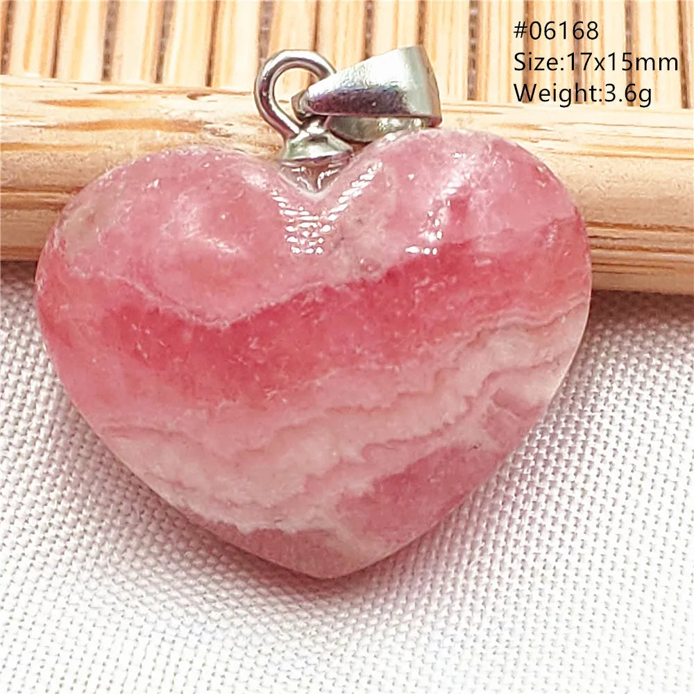 Natural Rose Rhodochrosite Pendant Heart Red Rhodochrosite Love Bead Pendant Necklace Women Rare Rose Necklace AAAAA