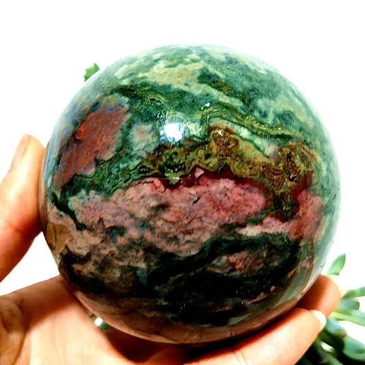 Natural Stone Pretty Ocean Jasper sphere Meditation Spirit Exorcism Feng Shui Crystal Ball Home Room Decoration Reiki Healing