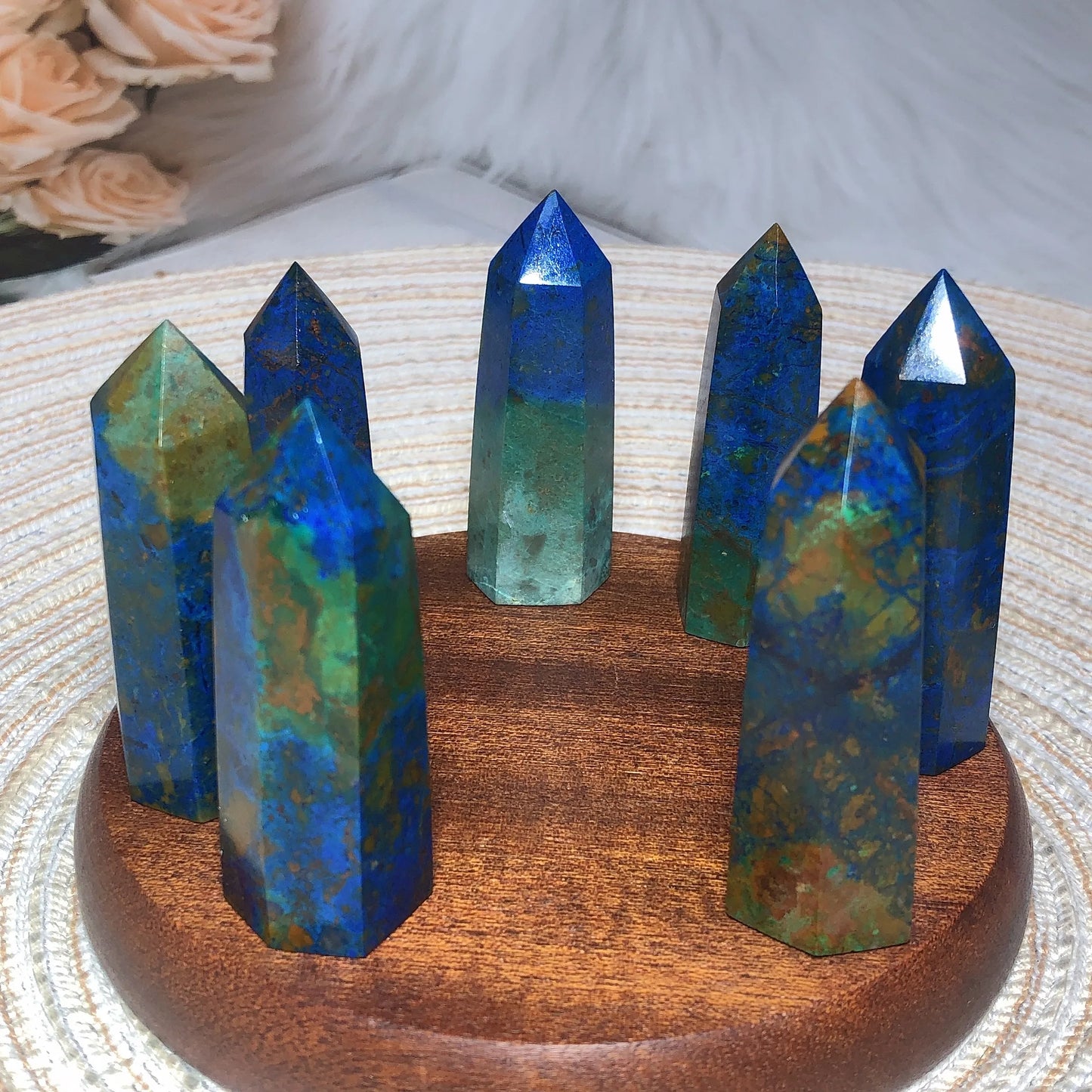 Natural Crystals Chrysocolla With Azurite Tower Healing High Quality Energy Mineral Wholesale Reiki Home Decroration