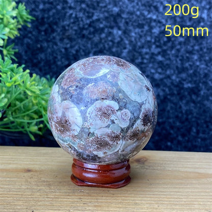 1pcNatural Green Cherry Blossom Stone Agate Gem Energy Sphere Healing Reiki Crystal Ball Garden Aquarium Home Decor Holiday Gift