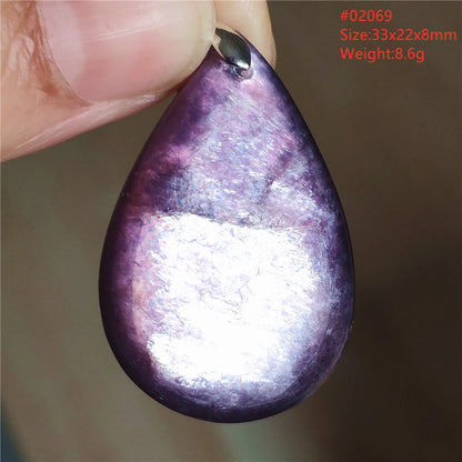 Natural Purple Lepidolite Quartz Tourmaline Mica Pendant Flash Woman Men Heart Love Fashion Jewelry AAAAAA