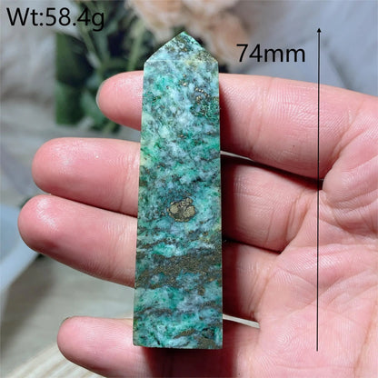 Natural Crystal Dioptase Tower Pyrite Healing Wholesale Gemstone Energy Polished Obelisk Precious Gift