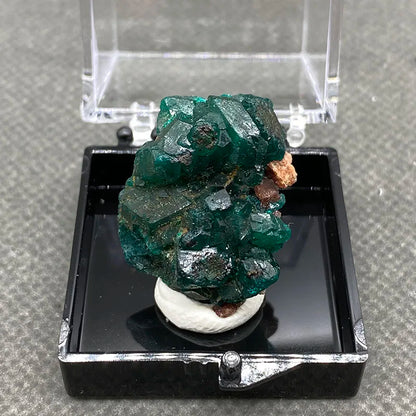 Piedras y cristales de cuarzo de dioptasa verde del Congo 100 % naturales + caja tamaño: 35 x 35 x 35 mm