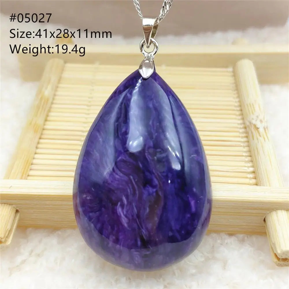 Natural Purple Charoite Pendant Necklace Jewelry Women 925 Sterling Silver Rare Gift Charoite Bead AAAAA