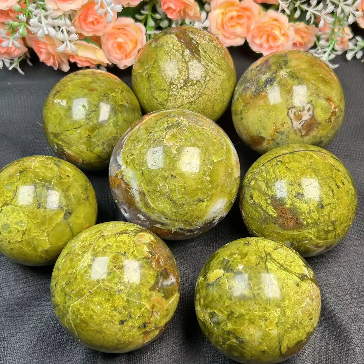 New Gemstone Sphere Natural Green Opal  Ball Quartz Crystal Sphere For Healing Meditation Decoration