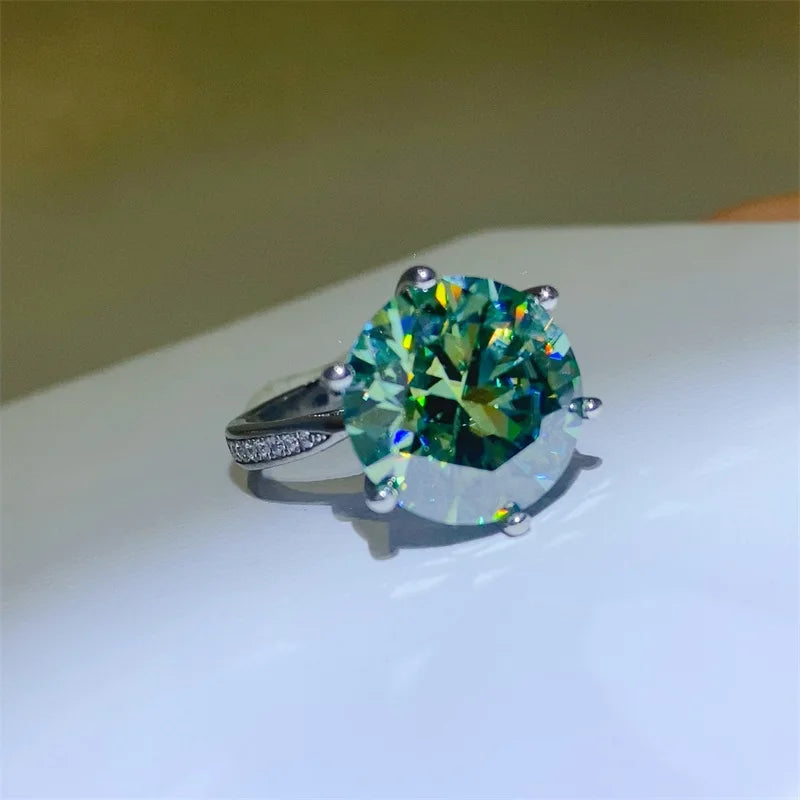 5/10 Carat Green Moissanite Rings High Grade s925 Silver Moissanita Gemstone Plate Au750 Wedding Ring Jewelry Pass Diamond Test