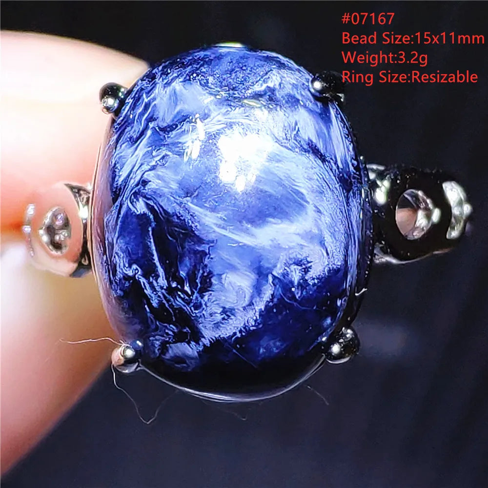 Natural Blue Pietersite Oval Adjustable Ring Women Jewelry Chatoyant Beads Namibia Jewelry Yellow Petersite Stone AAAAA