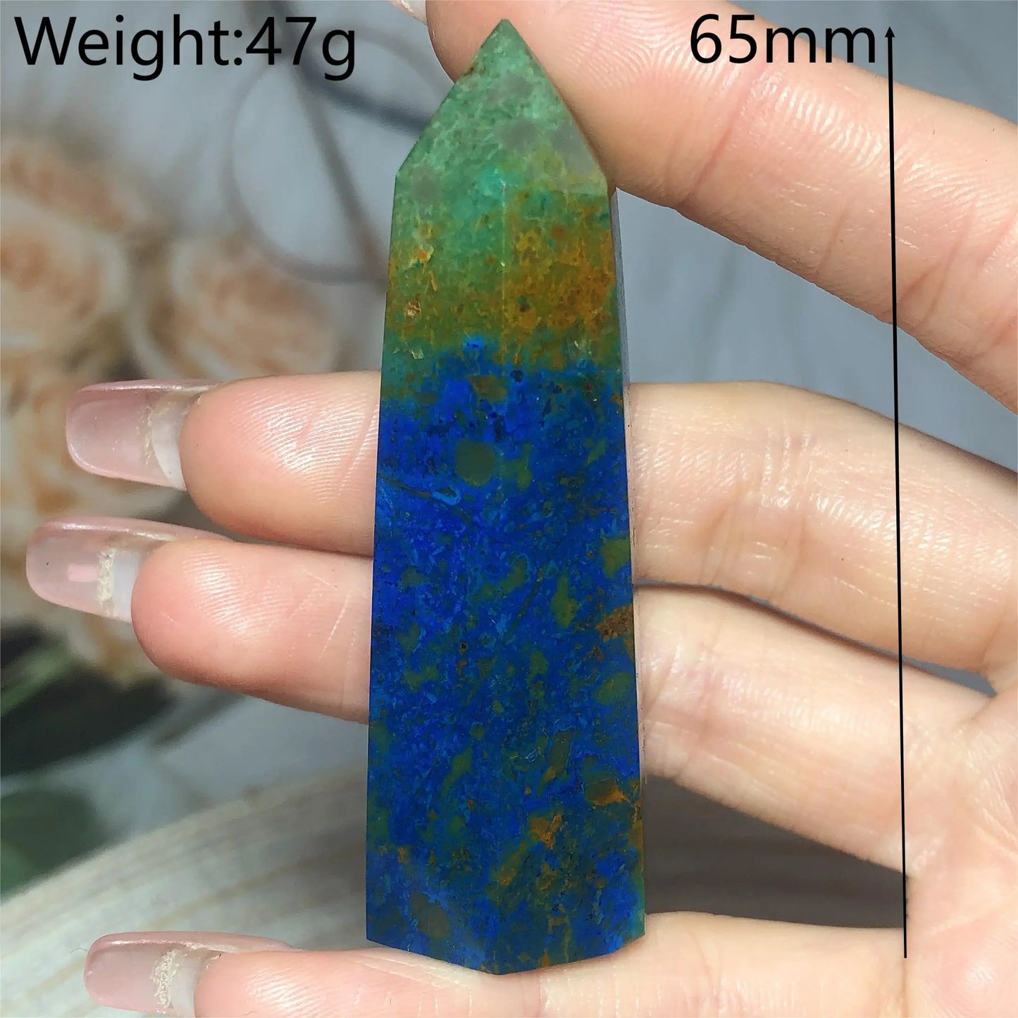 Natural Crystals Chrysocolla With Azurite Tower Healing High Quality Energy Mineral Wholesale Reiki Home Decroration