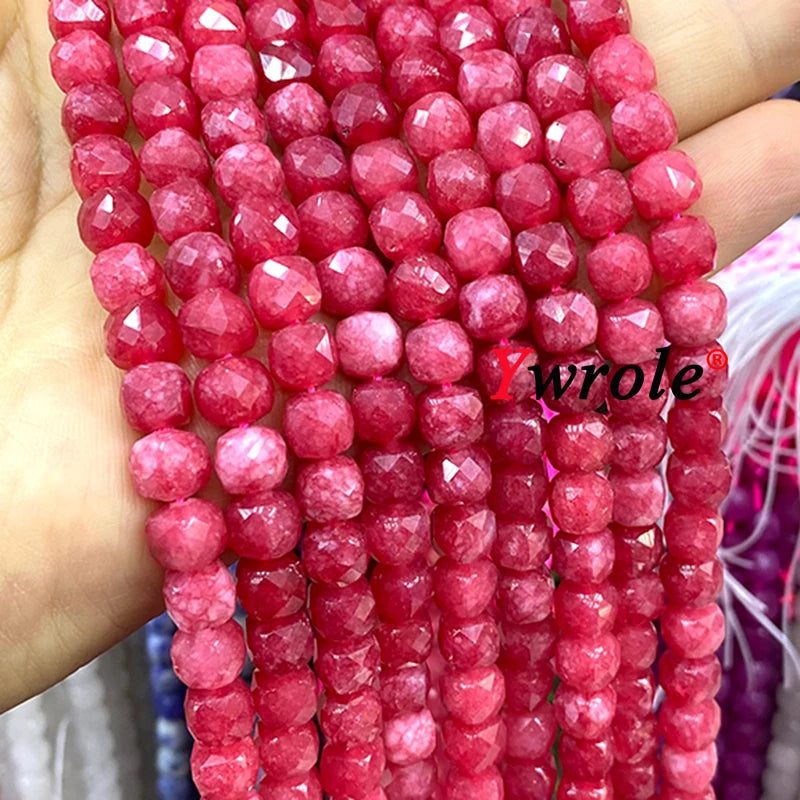 Cuentas espaciadoras de cubo de calcedonia roja de rodocrosita de piedra natural cuadrada facetada de 7-8 mm para hacer joyas, accesorios de pulsera de bricolaje