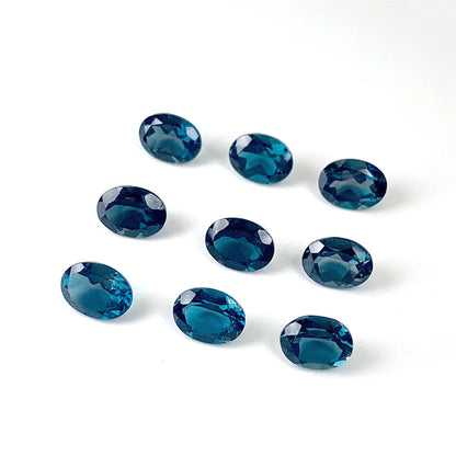 Eye Clean London Blue Topaz 5pcs/lot Facet Oval 6x8mm-7x9mm Semi-precious Natural Stone Loose Gemstone For Jewelry Making