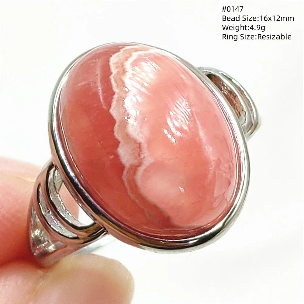 Natural Rose Rhodochrosite Ring Adjustable Ring Jewelry Woman Men Love Red Rhodochrosite Bead Healing Stone AAAAAA