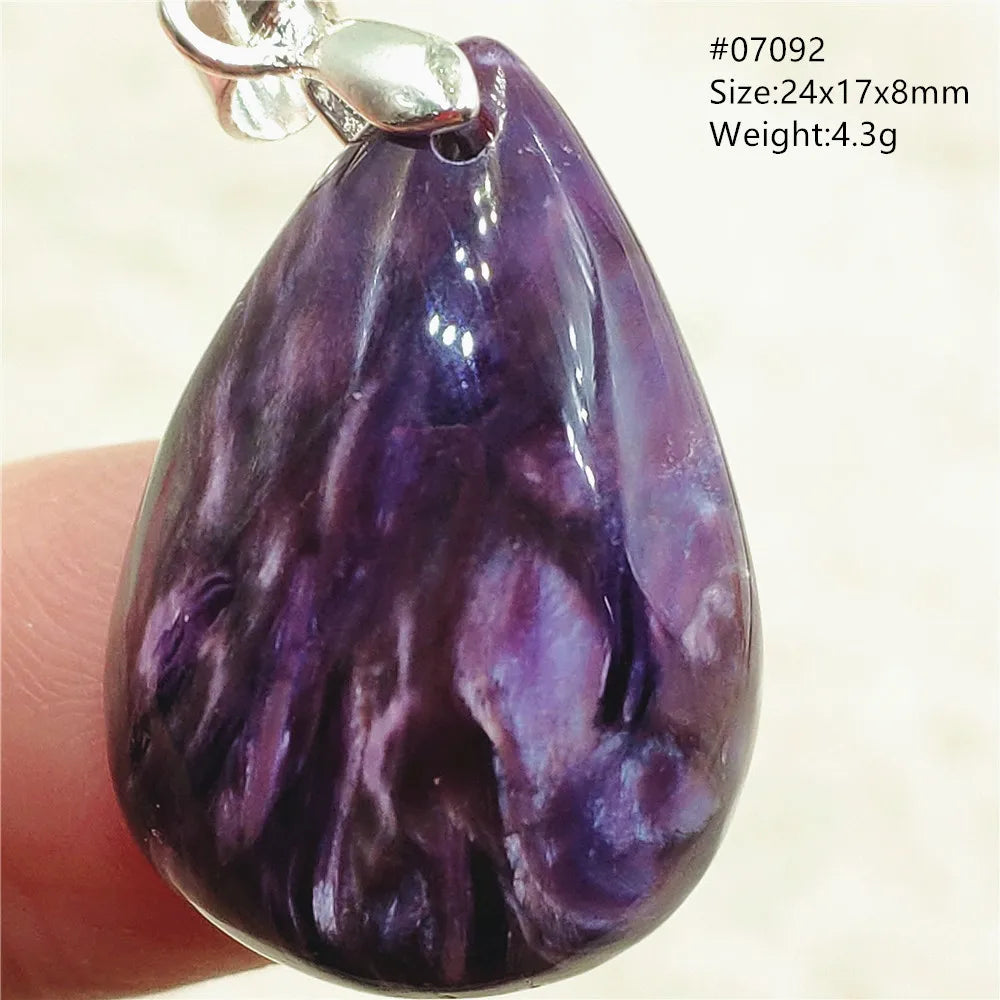 Natural Purple Charoite Water Drop Gemstone Pendant Women Men Charoite Bead Best Necklace Jewelry 925 Sterling Silver AAAAAA