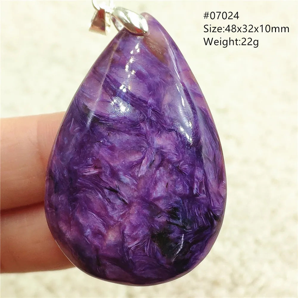 Natural Purple Charoite Pendant Necklace Jewelry Women 925 Sterling Silver Rare Gift Charoite Bead AAAAA