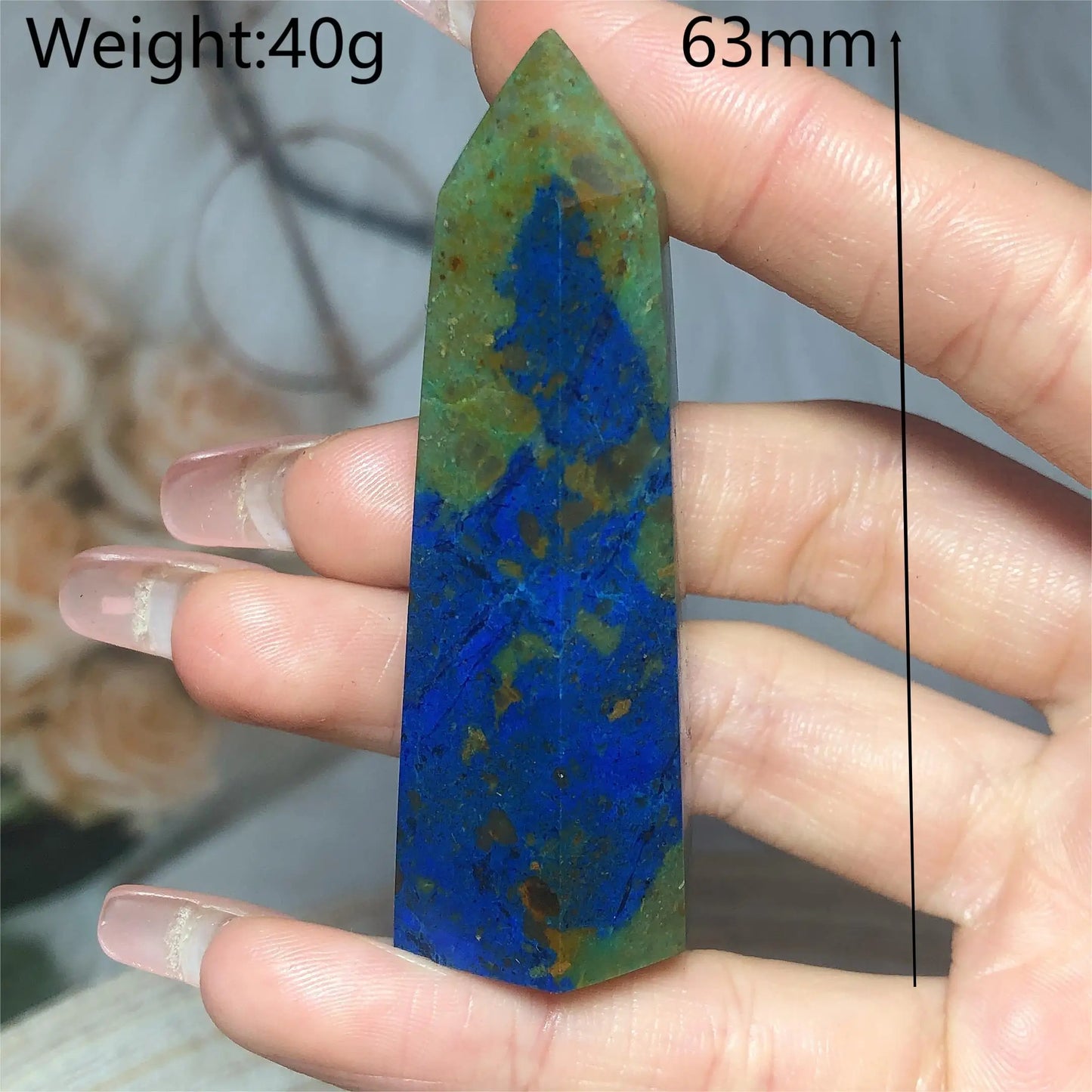 Natural Crystals Chrysocolla With Azurite Tower Healing High Quality Energy Mineral Wholesale Reiki Home Decroration