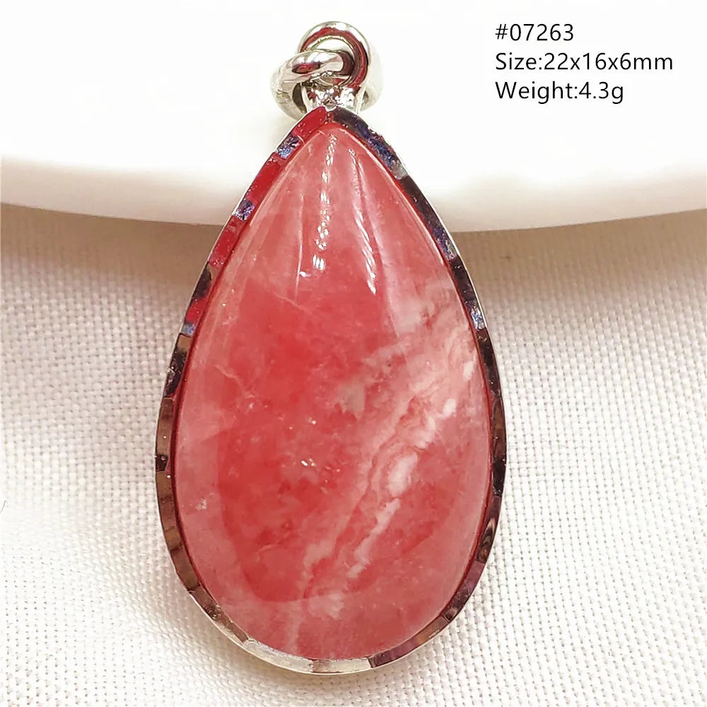 Natural Red Argentina Rhodochrosite Pendant Necklace Rose Rhodochrosite Heart Pendant Women Men Necklace AAAAA