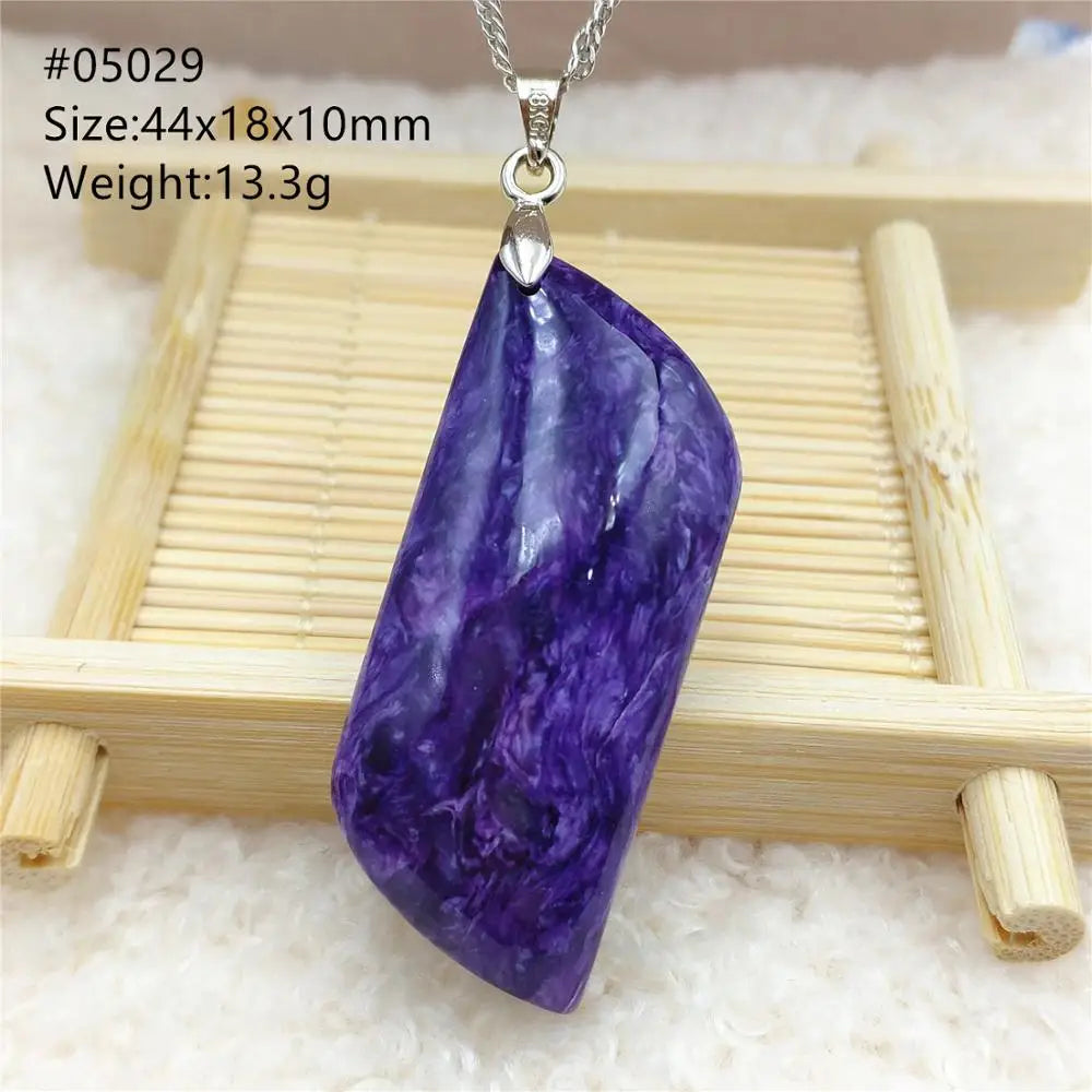 Natural Purple Charoite Pendant Necklace Jewelry Women 925 Sterling Silver Rare Gift Charoite Bead AAAAA