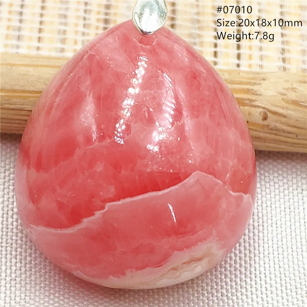 Natural Rose Rhodochrosite Pendant Heart Red Rhodochrosite Love Bead Pendant Necklace Women Rare Rose Necklace AAAAA