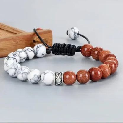 Charm Natural Stone Beads Bracelet 6mm Howlite Tiger Eye Lava Onyx Strand Bracelets Handmade Couple Bangles Friendship Jewelry