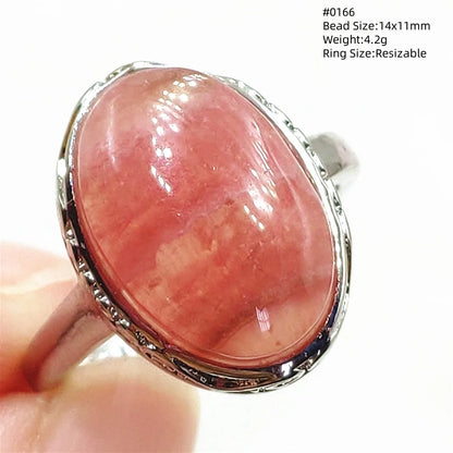 Natural Rose Rhodochrosite Ring Adjustable Ring Jewelry Woman Men Love Red Rhodochrosite Bead Healing Stone AAAAAA