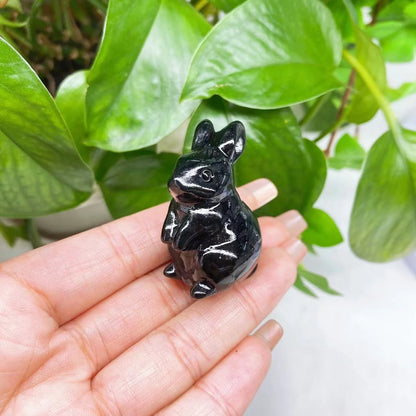 Amethyst, Quartz & Agate Rabbit Carving – Healing Gem Décor