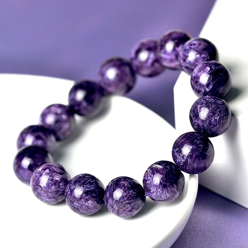 Natural Amethyst Charoite Beaded Bracelet Purple Ore Men and Women Single Circle Healing Reiki Crystal Stone Jewelry