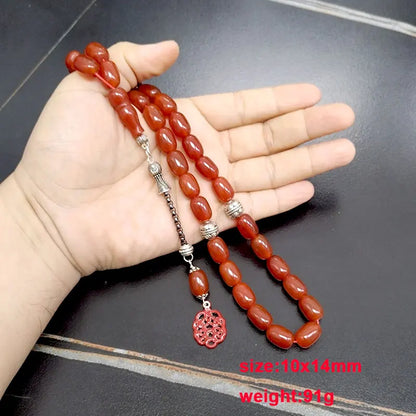 Natural Red Agate 5A Beaded Bracelet – Premium Semi-Precious Stone Strand with Red Pendant