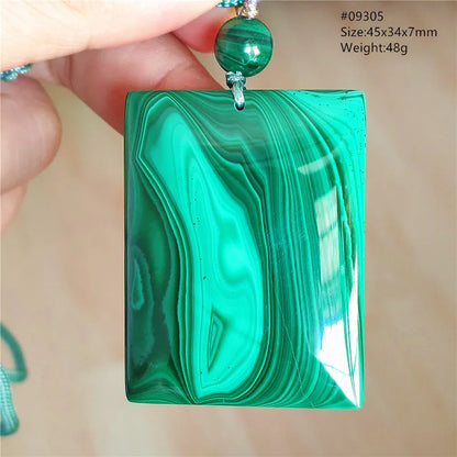 Natural Green Malachite Chrysocolla Pendant Jewelry Rectangle Women Men Big Fashion Green Chrysocolla Fashion Necklace AAAAAA