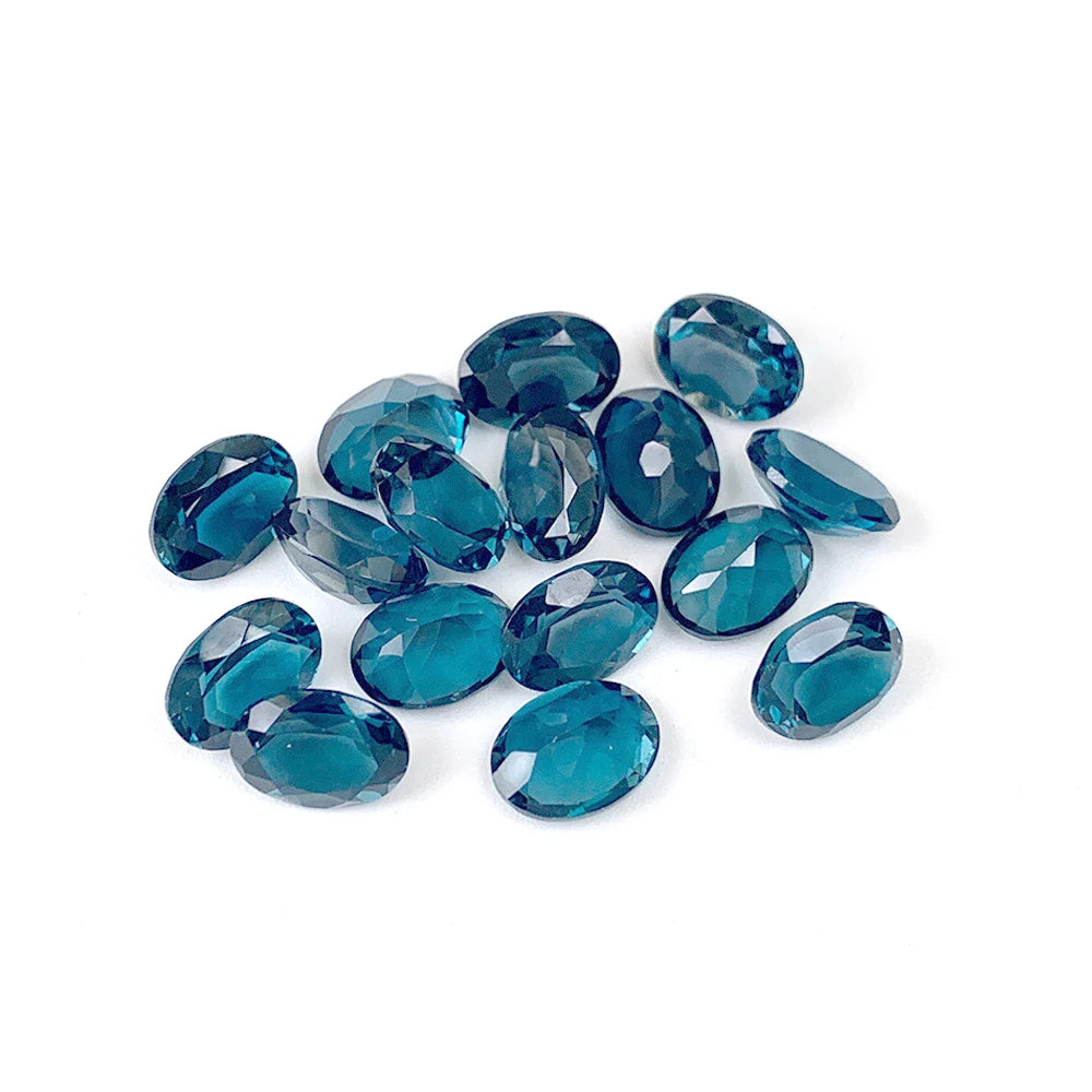 Eye Clean London Blue Topaz 5pcs/lot Facet Oval 6x8mm-7x9mm Semi-precious Natural Stone Loose Gemstone For Jewelry Making