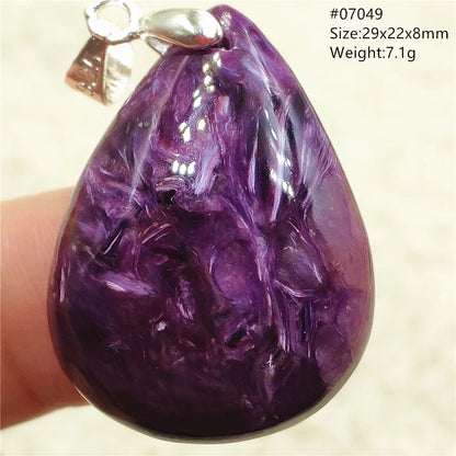 Natural Purple Charoite Water Drop Gemstone Pendant Women Men Charoite Bead Best Necklace Jewelry 925 Sterling Silver AAAAAA