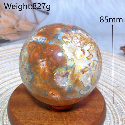 Natural Crystals Carnelian Moss Agate Sphere Druzy Geode Home Decorations Polished Room Decor Energy Gift Mineral Ore