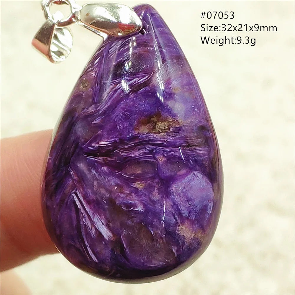 Natural Purple Charoite Water Drop Gemstone Pendant Women Men Charoite Bead Best Necklace Jewelry 925 Sterling Silver AAAAAA