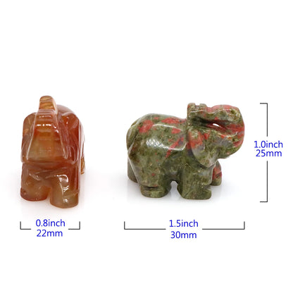 1.5" Lucky Elephant Statue – Green Aventurine &amp; Amethyst Quartz Crystal Feng Shui Figurine for Good Fortune &amp; Chakra Energy