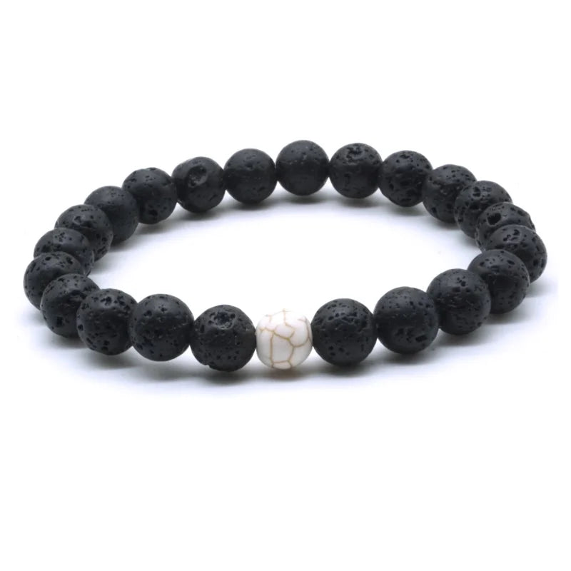 15 peças 8mm barato bege howlite preto lava pedra contas diy óleo essencial difusor pulseira yoga fio jóias