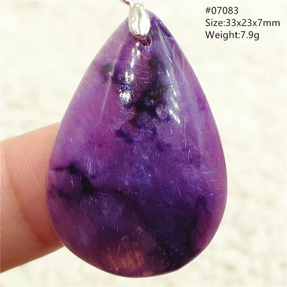 Natural Purple Charoite Water Drop Gemstone Pendant Women Men Charoite Bead Best Necklace Jewelry 925 Sterling Silver AAAAAA