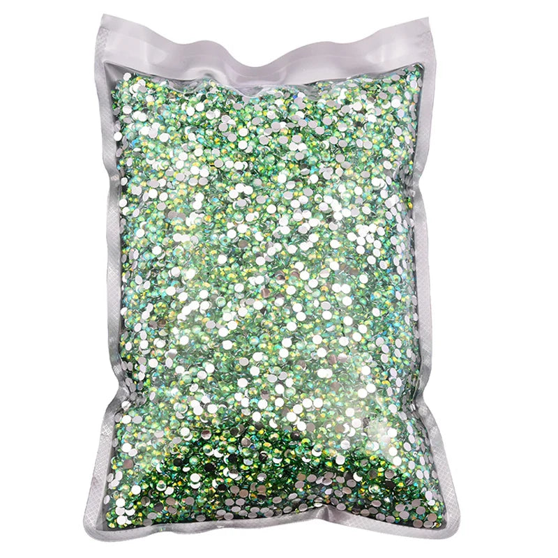 Atacado Peridot AB Silver Bottom Glitter Resina Solta Não Hot Fix Strass CÑ‚Ñ€Ð°Ð· Strass DIY Nails Art Decoração Y0064