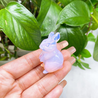 Amethyst, Quartz & Agate Rabbit Carving – Healing Gem Décor