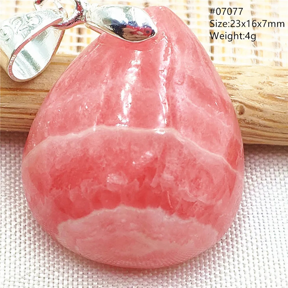 Natural Red Argentina Rhodochrosite Pendant Necklace Rose Rhodochrosite Heart Pendant Women Men Necklace AAAAA