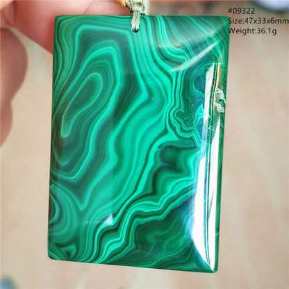 Natural Green Malachite Chrysocolla Pendant Jewelry Rectangle Women Men Big Fashion Green Chrysocolla Fashion Necklace AAAAAA