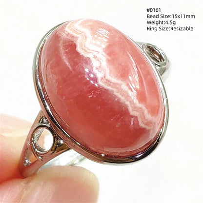 Natural Rose Rhodochrosite Ring Adjustable Ring Jewelry Woman Men Love Red Rhodochrosite Bead Healing Stone AAAAAA