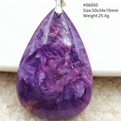 Natural Purple Charoite Water Drop Gemstone Pendant Women Men Charoite Bead Best Necklace Jewelry 925 Sterling Silver AAAAAA