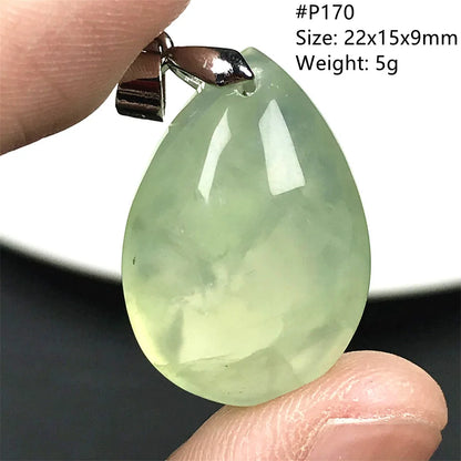 Colgante de prehnita verde natural superior para mujeres, hombres, riqueza, suerte, curación, regalo de Reiki, cuentas de cristal, piedras preciosas, joyería de plata AAAAA