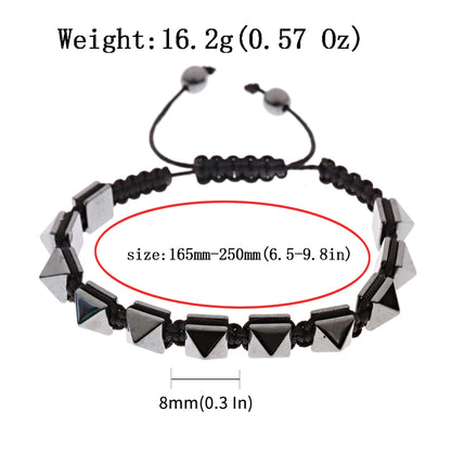 Pulsera de cuentas de piedra de hematita negra con 7 estilos de abalorios, joyería para hombres, pulsera tejida magnética para el cuidado de la salud para mujeres, regalo