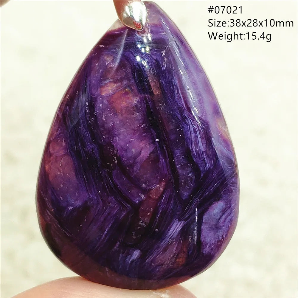 Natural Purple Charoite Pendant Necklace Jewelry Women 925 Sterling Silver Rare Gift Charoite Bead AAAAA