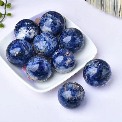 1PC Natural Sodalite Ball Polished Globe Massaging Ball Reiki Healing Stone Home Decoration Exquisite Gifts Souvenirs Gift